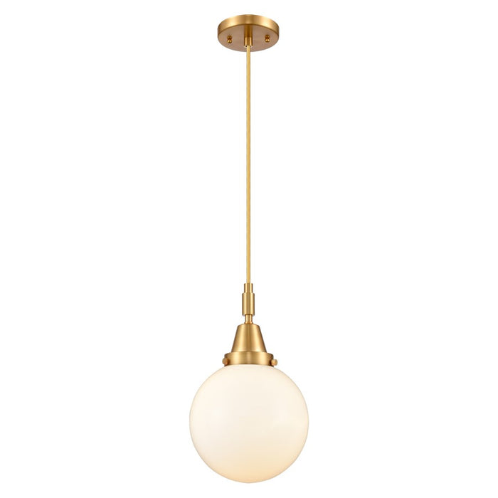 Innovations Caden Beacon 1Lt 8" Cord Mini Pendant, Gold/White - 447-1P-SG-G201-8