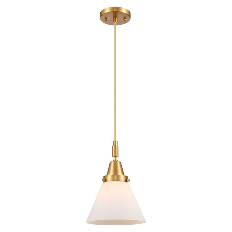 Innovations Caden Cone 1Lt 8" Cord Mini Pendant, Gold/White - 447-1P-SG-G41