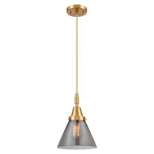 Innovations Caden Cone 1Lt 8" Cord Mini Pendant, Gold/Smoke - 447-1P-SG-G43
