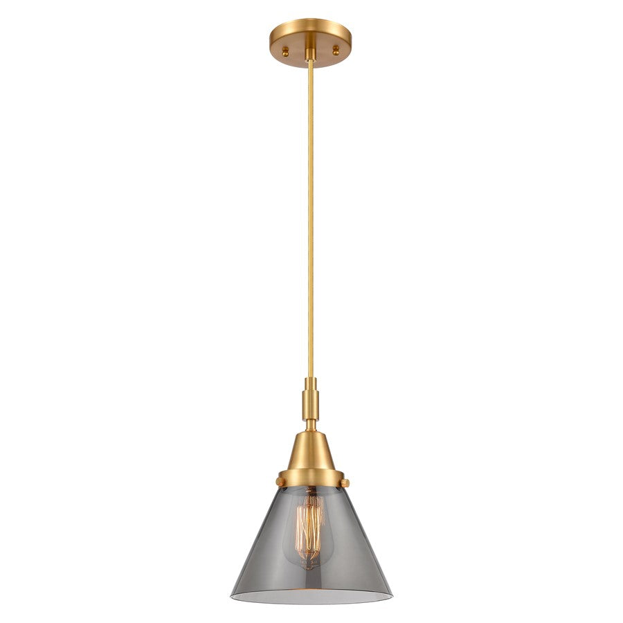 Innovations Caden Cone 1Lt 8" Cord Mini Pendant, Gold/Smoke - 447-1P-SG-G43