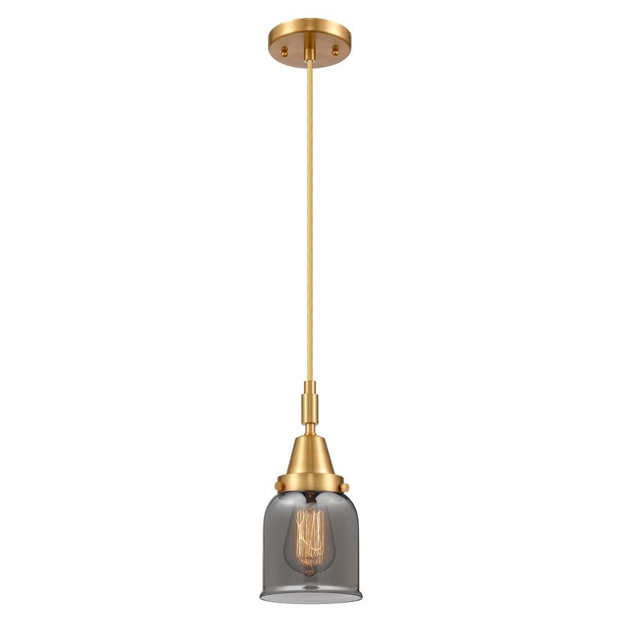 Innovations Caden Bell 1Lt 5" Cord Mini Pendant, Gold/Smoke - 447-1P-SG-G53