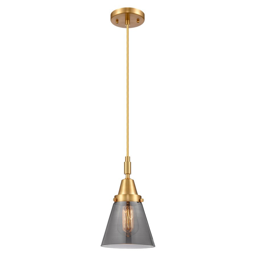 Innovations Caden Cone 1Lt 6" Cord Mini Pendant, Gold/Smoke - 447-1P-SG-G63
