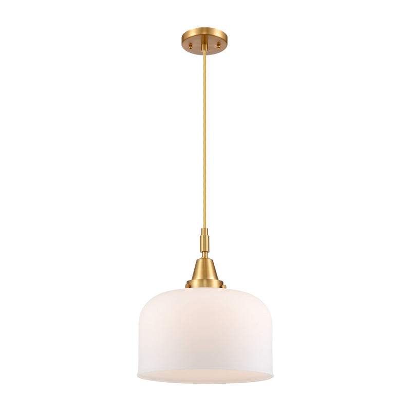Innovations Bell 12in 1-Light Mini Pendant | Satin Gold and Matte White Glass | Kitchen Island & Dining Room | 12 x 14 in | Model 447-1P-SG-G71-L