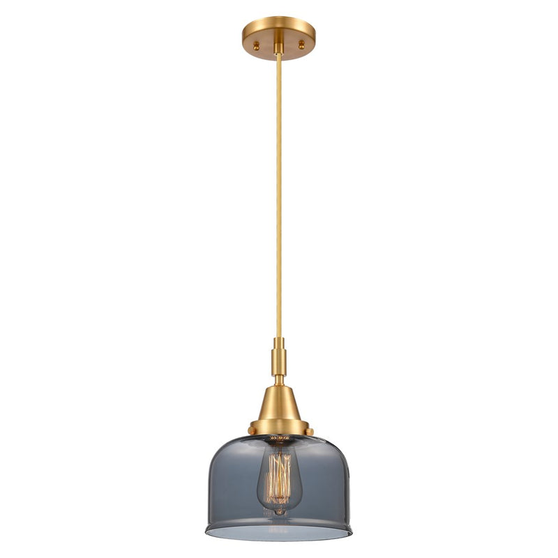 Innovations Caden Bell 1Lt 8" Cord Mini Pendant, Gold/Smoke - 447-1P-SG-G73