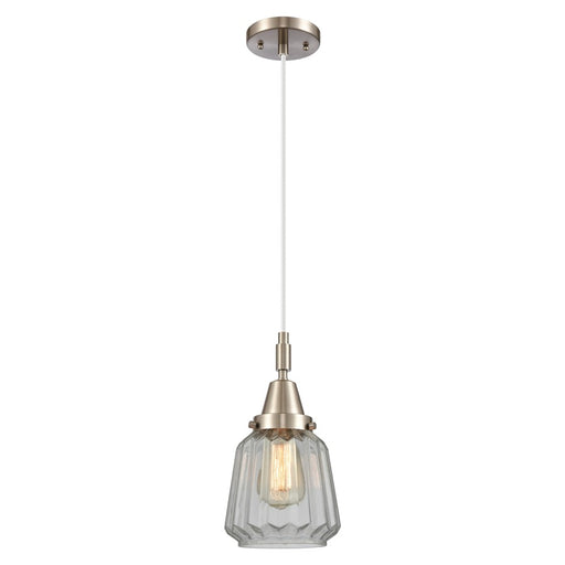 Innovations Caden Chatham 7" Cord Mini Pendant, SN/Clear - 447-1P-SN-G142