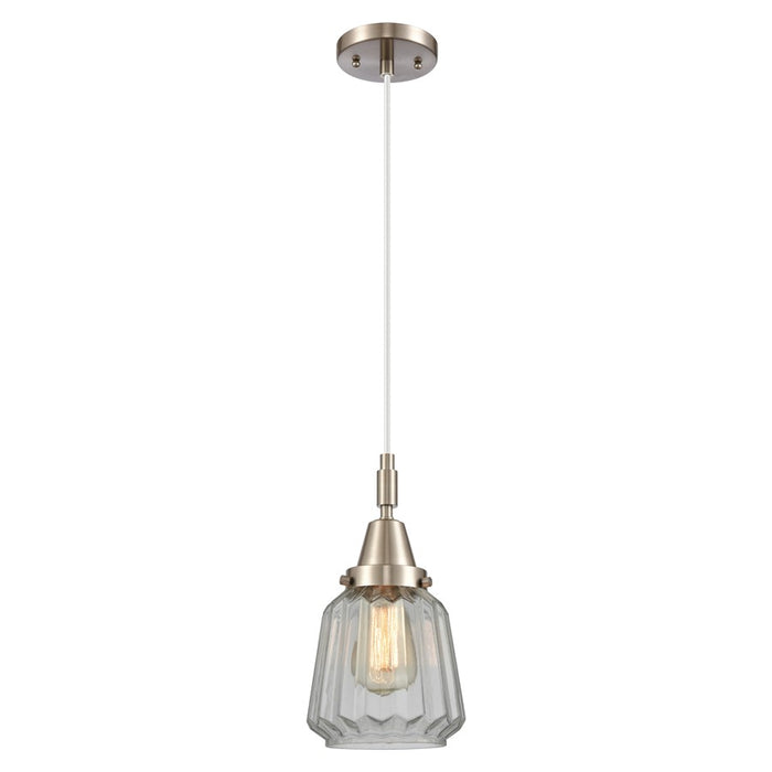 Innovations Caden Chatham 7" Cord Mini Pendant, SN/Clear - 447-1P-SN-G142