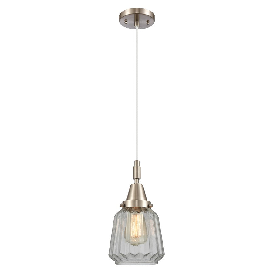 Innovations Caden Chatham 7" Cord Mini Pendant, SN/Clear - 447-1P-SN-G142