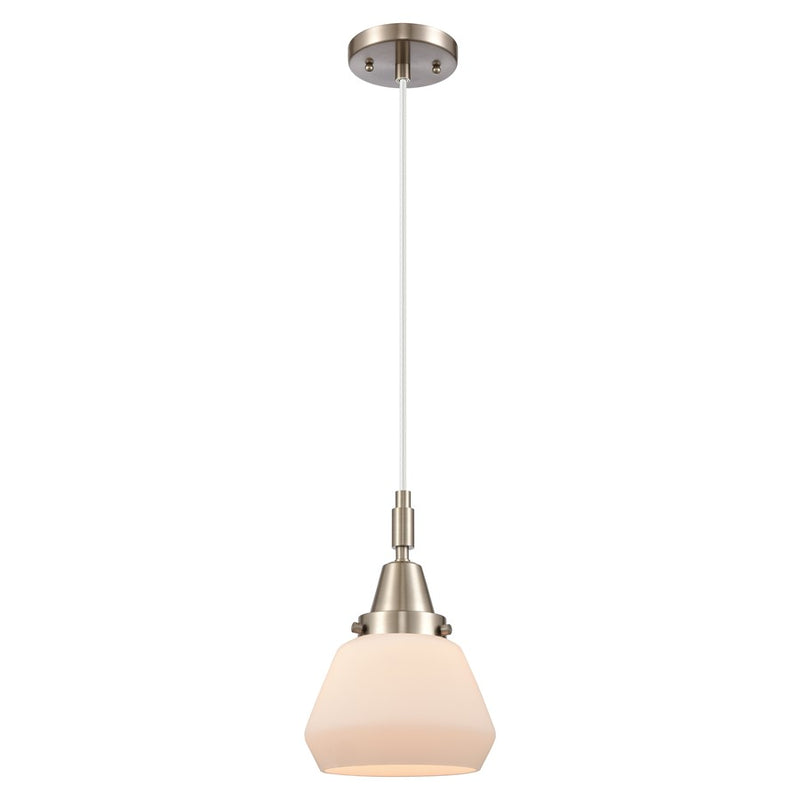 Innovations Caden Fulton 7" Cord Mini Pendant, SN/White - 447-1P-SN-G171