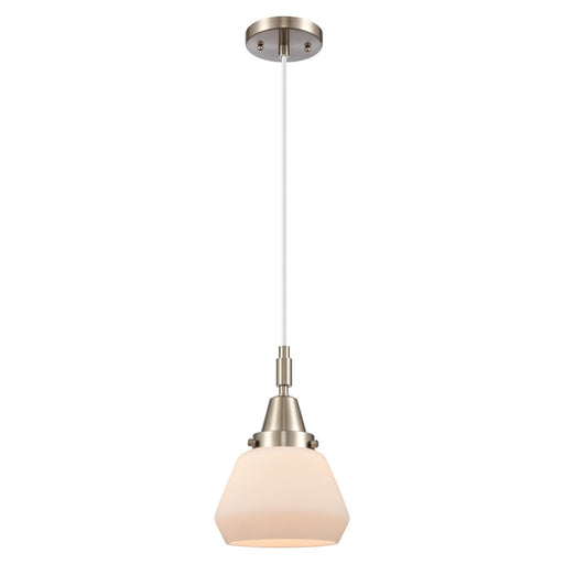 Innovations Caden Fulton 7" Cord Mini Pendant, SN/White - 447-1P-SN-G171