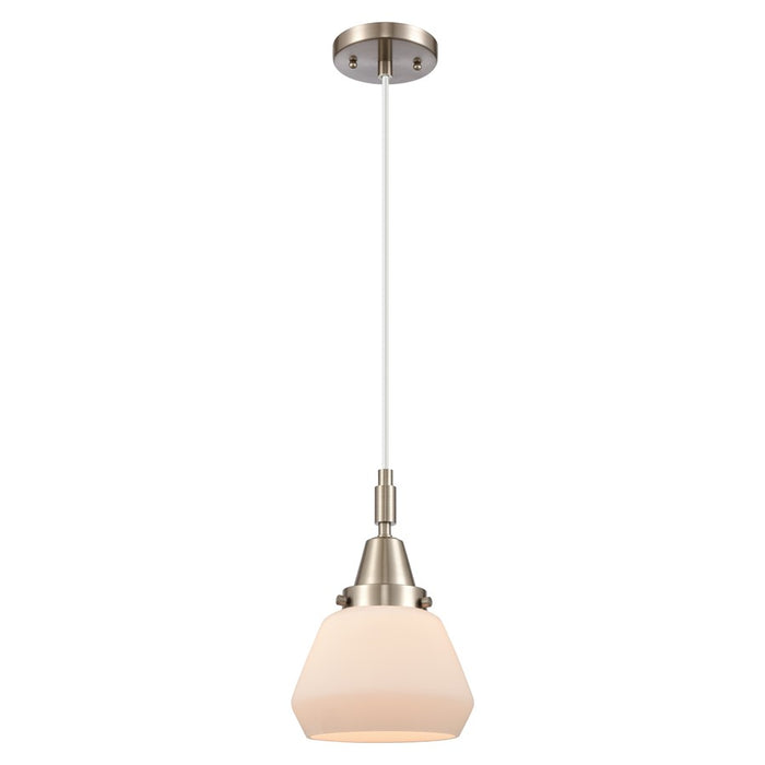 Innovations Caden Fulton 7" Cord Mini Pendant, SN/White - 447-1P-SN-G171