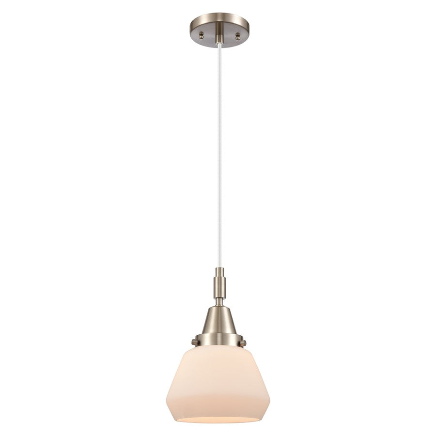 Innovations Caden Fulton 7" Cord Mini Pendant, SN/White - 447-1P-SN-G171