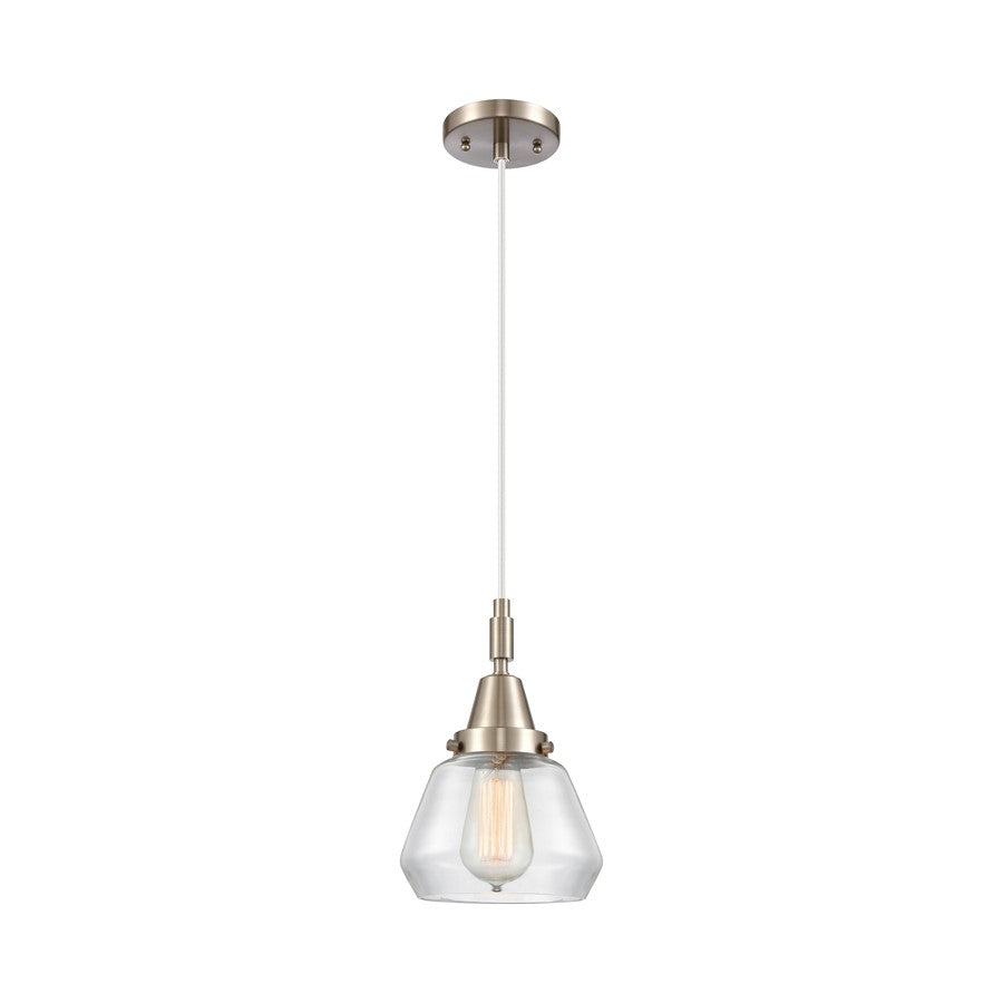 Innovations Caden Fulton 1Lt 7" Cord Mini Pendant, SN/Clear - 447-1P-SN-G172