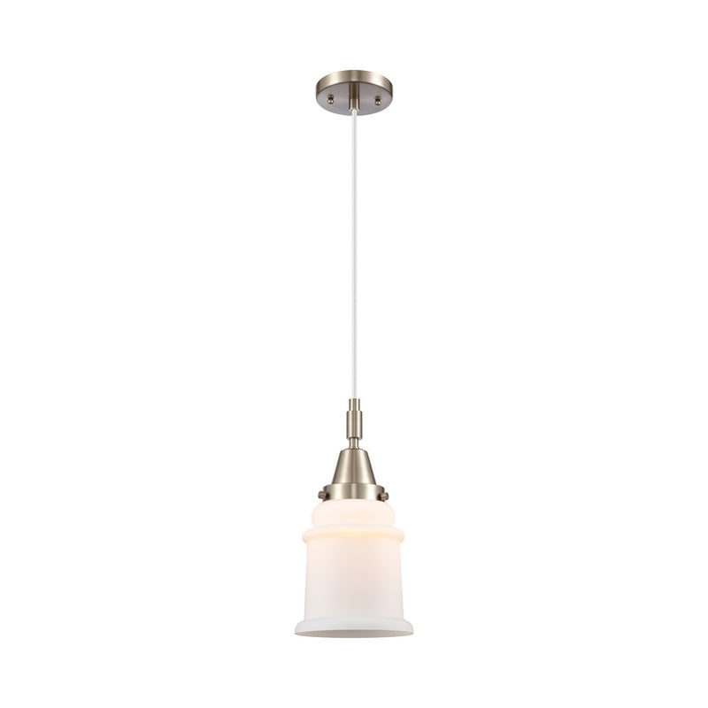 Innovations Caden Canton 1Lt 6" Cord Mini Pendant, SN/White - 447-1P-SN-G181
