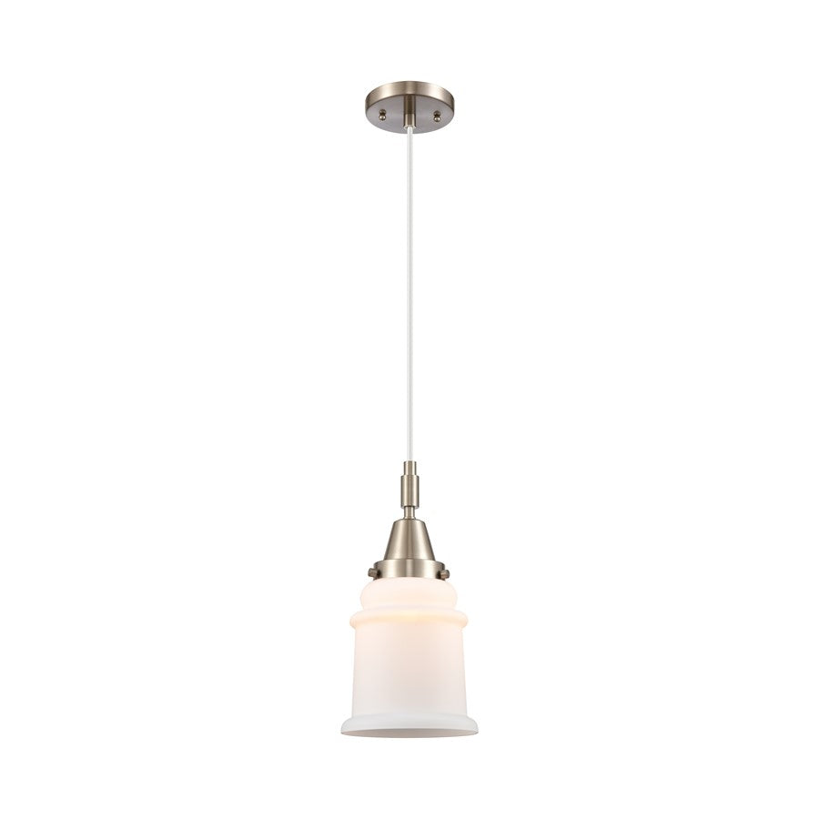 Innovations Caden Canton 1Lt 6" Cord Mini Pendant, SN/White - 447-1P-SN-G181