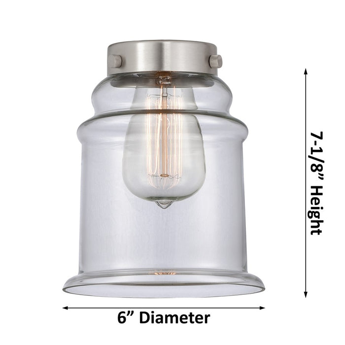 Innovations Caden Canton 1Lt 6" Cord Mini Pendant, Satin Nickel/White