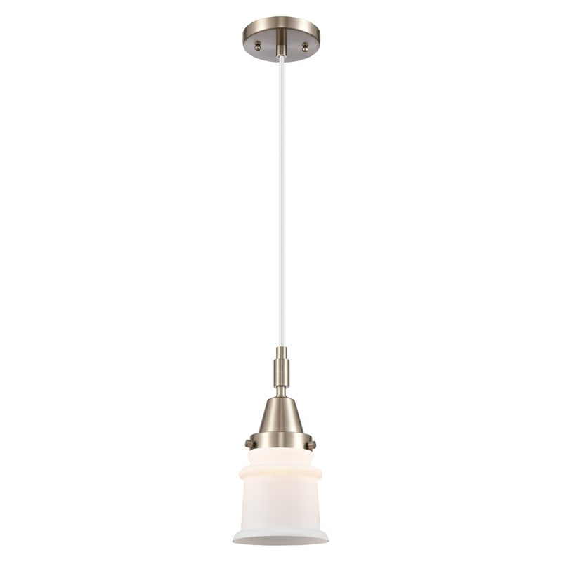 Innovations Caden Canton 5" Cord Mini Pendant, SN/White - 447-1P-SN-G181S