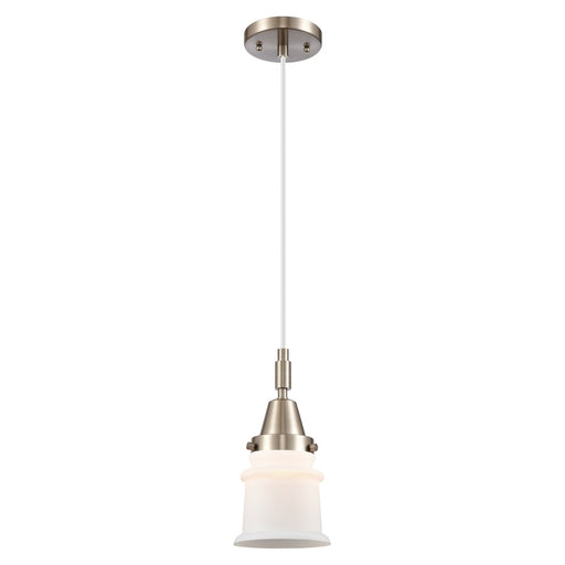 Innovations Caden Canton 5" Cord Mini Pendant, SN/White - 447-1P-SN-G181S
