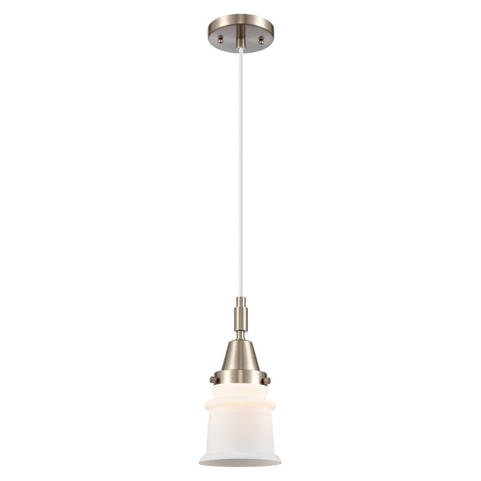 Innovations Caden Canton 5" Cord Mini Pendant, SN/White - 447-1P-SN-G181S