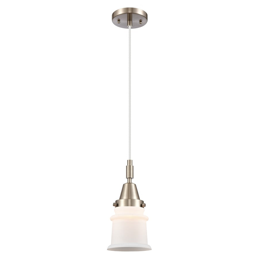 Innovations Caden Canton 5" Cord Mini Pendant, SN/White - 447-1P-SN-G181S