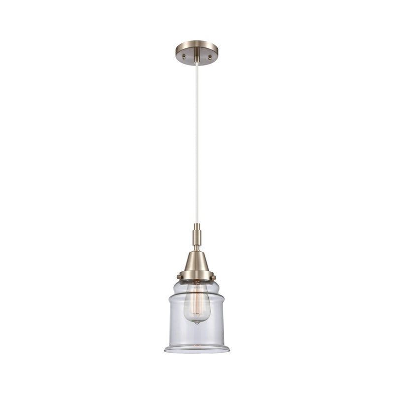 Innovations Caden Canton 1Lt 6" Cord Mini Pendant, SN/Clear - 447-1P-SN-G182