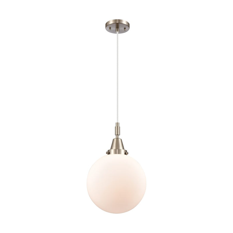 Innovations Caden Beacon 1Lt 10" Cord Mini Pendant, SN/White - 447-1P-SN-G201-10