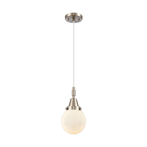 Innovations Caden Beacon 1Lt 6" Cord Mini Pendant, SN/White - 447-1P-SN-G201-6