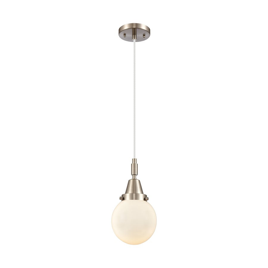 Innovations Caden Beacon 1Lt 6" Cord Mini Pendant, SN/White - 447-1P-SN-G201-6