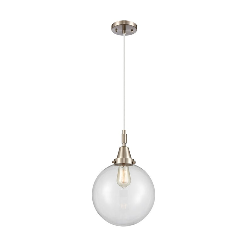 Innovations Caden Beacon 1Lt 10" Cord Mini Pendant, SN/Clear - 447-1P-SN-G202-10
