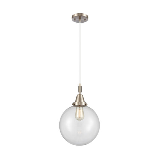 Innovations Caden Beacon 1Lt 10" Cord Mini Pendant, SN/Clear - 447-1P-SN-G202-10