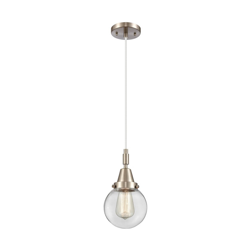 Innovations Caden Beacon 1Lt 6" Cord Mini Pendant, SN/Clear - 447-1P-SN-G202-6