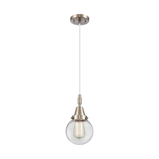 Innovations Caden Beacon 1Lt 6" Cord Mini Pendant, SN/Clear - 447-1P-SN-G202-6