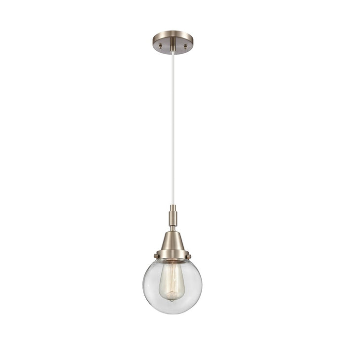 Innovations Caden Beacon 1Lt 6" Cord Mini Pendant, SN/Clear - 447-1P-SN-G202-6