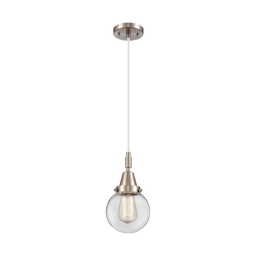 Innovations Caden Beacon 1Lt 6" Cord Mini Pendant, SN/Clear - 447-1P-SN-G202-6