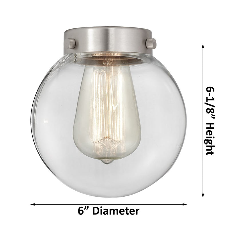 Innovations Caden Beacon 1Lt 6" Cord Mini Pendant, Satin Nickel/Clear