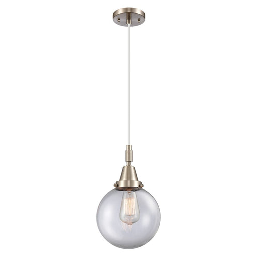 Innovations Caden Beacon 8" Cord Mini Pendant, SN/Clear - 447-1P-SN-G202-8
