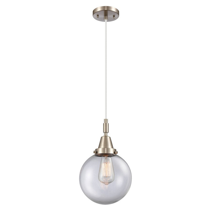 Innovations Caden Beacon 8" Cord Mini Pendant, SN/Clear - 447-1P-SN-G202-8