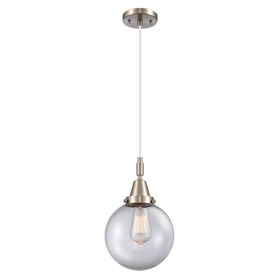 Innovations Caden Beacon 8" Cord Mini Pendant, SN/Clear - 447-1P-SN-G202-8