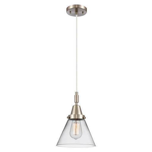 Innovations Caden Cone 8" Cord Mini Pendant, Satin Nickel/Clear - 447-1P-SN-G42
