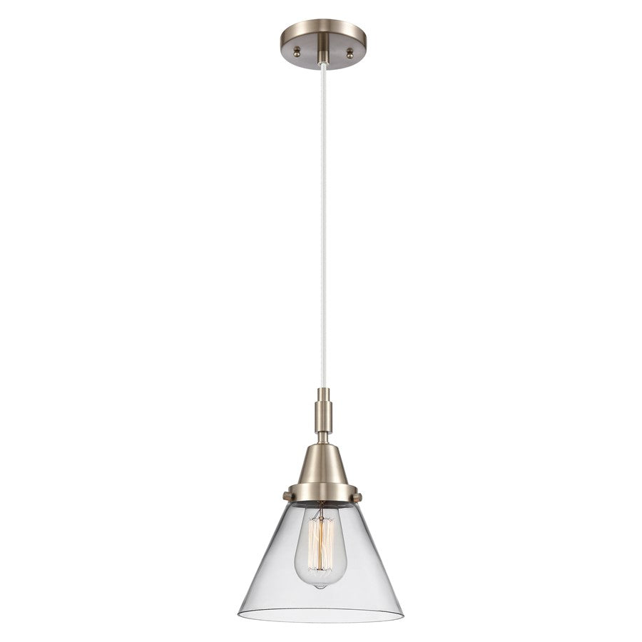Innovations Caden Cone 8" Cord Mini Pendant, Satin Nickel/Clear - 447-1P-SN-G42