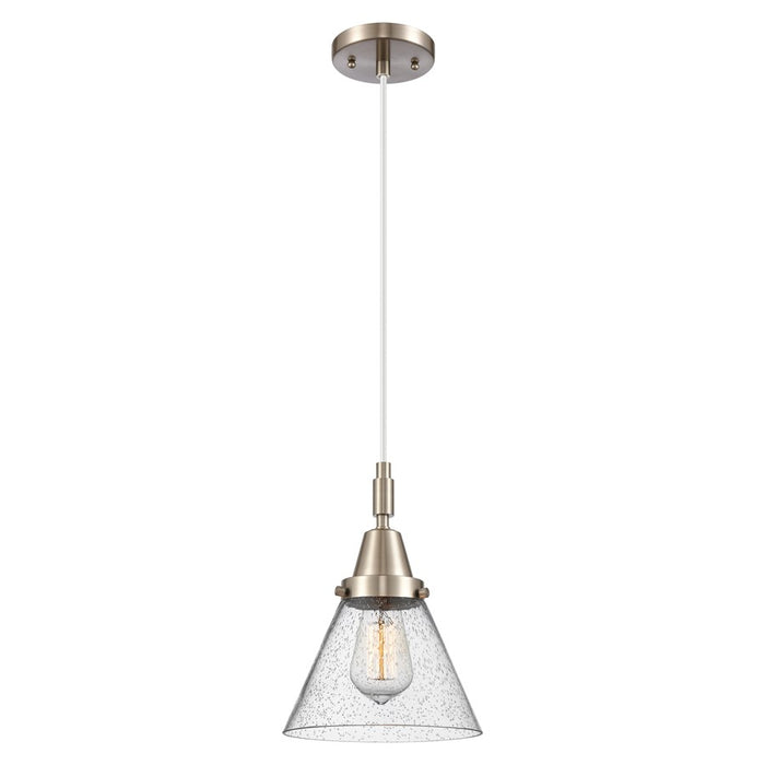 Innovations Caden Cone 8" Cord Mini Pendant, Satin Nickel/Seedy - 447-1P-SN-G44
