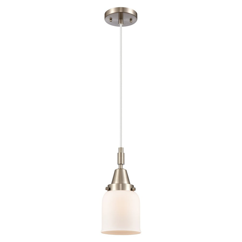 Innovations Caden Bell 5" Cord Mini Pendant, Satin Nickel/White - 447-1P-SN-G51