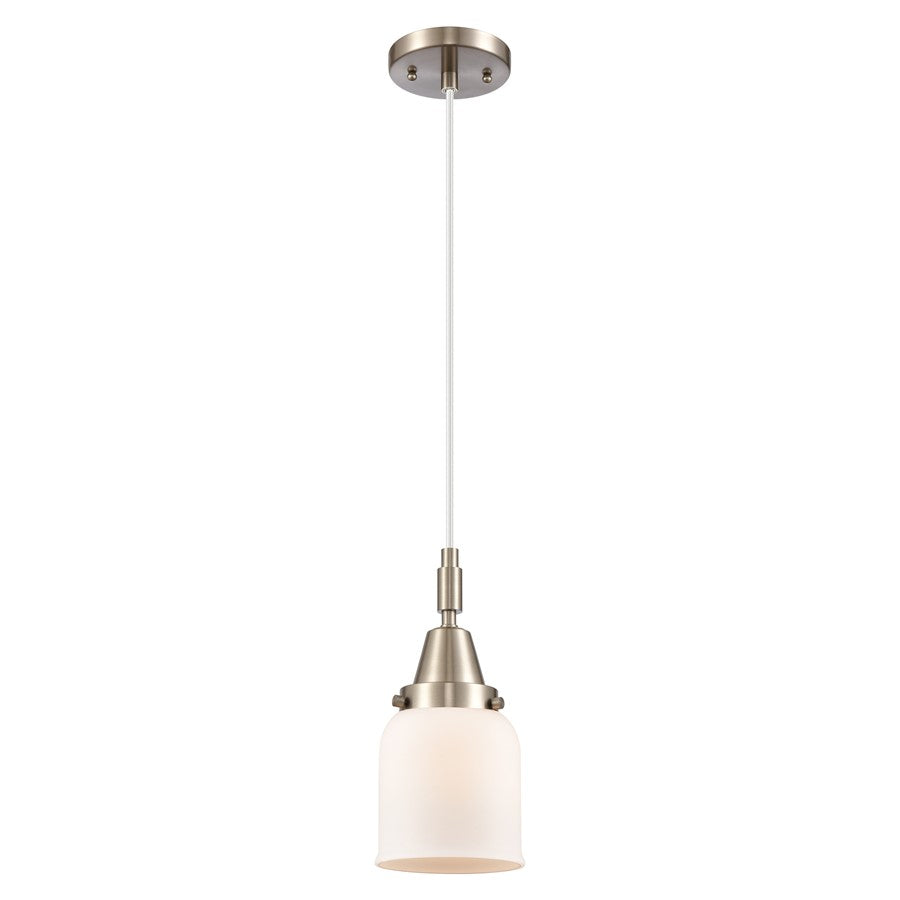 Innovations Caden Bell 5" Cord Mini Pendant, Satin Nickel/White - 447-1P-SN-G51