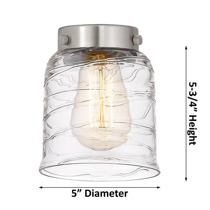 Innovations Caden Bell 1Lt 5" Cord Mini Pendant, Satin Nickel/Clear DS