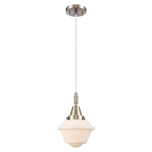 Innovations Caden Oxford 7" Cord Mini Pendant, SN/White - 447-1P-SN-G531