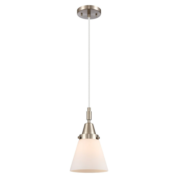 Innovations Caden Cone 6" Cord Mini Pendant, Satin Nickel/White - 447-1P-SN-G61