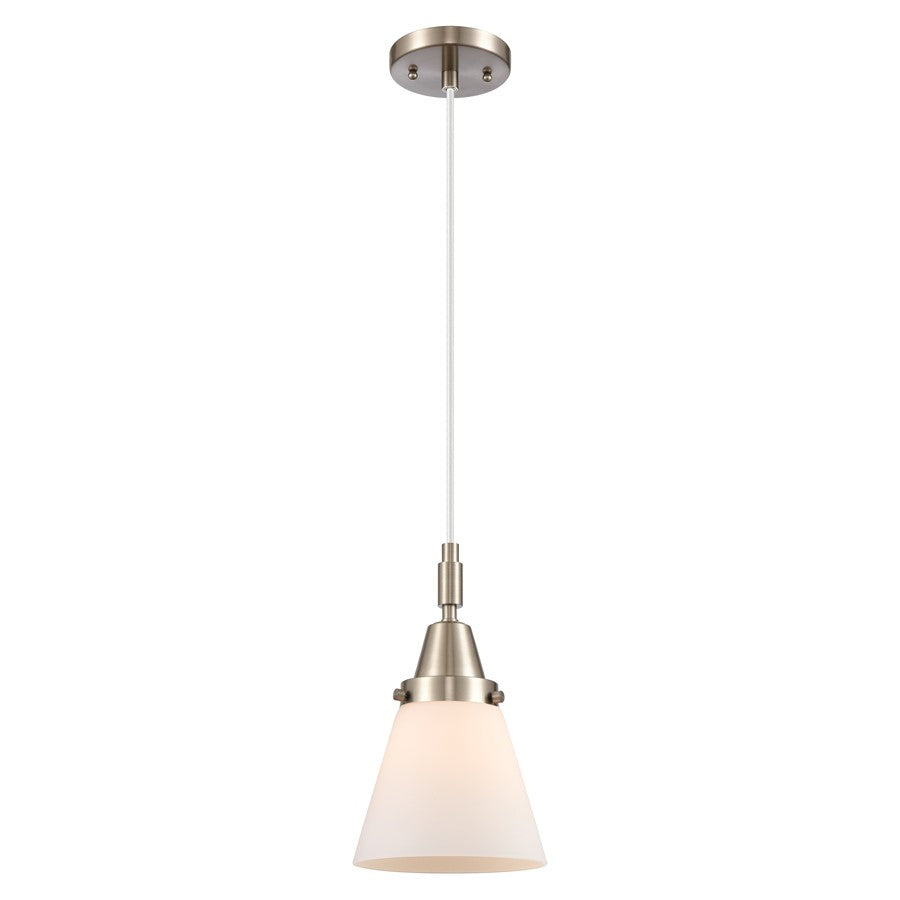 Innovations Caden Cone 6" Cord Mini Pendant, Satin Nickel/White - 447-1P-SN-G61