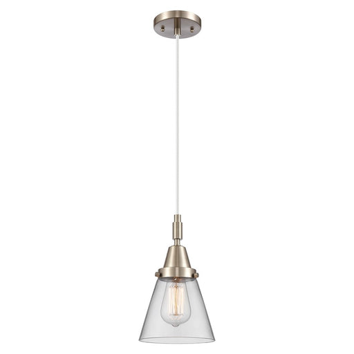 Innovations Caden Cone 6" Cord Mini Pendant, Satin Nickel/Clear - 447-1P-SN-G62