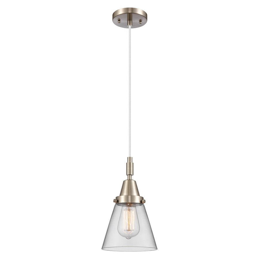 Innovations Caden Cone 6" Cord Mini Pendant, Satin Nickel/Clear - 447-1P-SN-G62