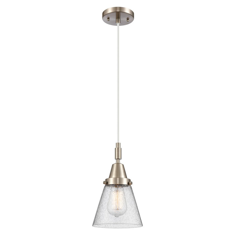Innovations Caden Cone 6" Cord Mini Pendant, Satin Nickel/Seedy - 447-1P-SN-G64