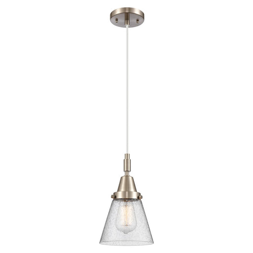 Innovations Caden Cone 6" Cord Mini Pendant, Satin Nickel/Seedy - 447-1P-SN-G64